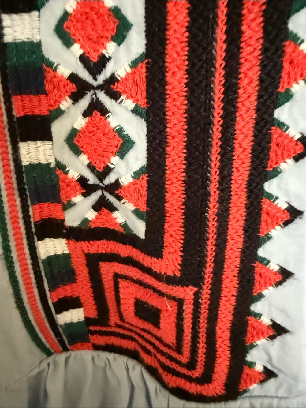 H&M Light Blue Midi Dress with Red and Black Embroidery - Picture 4 of 7